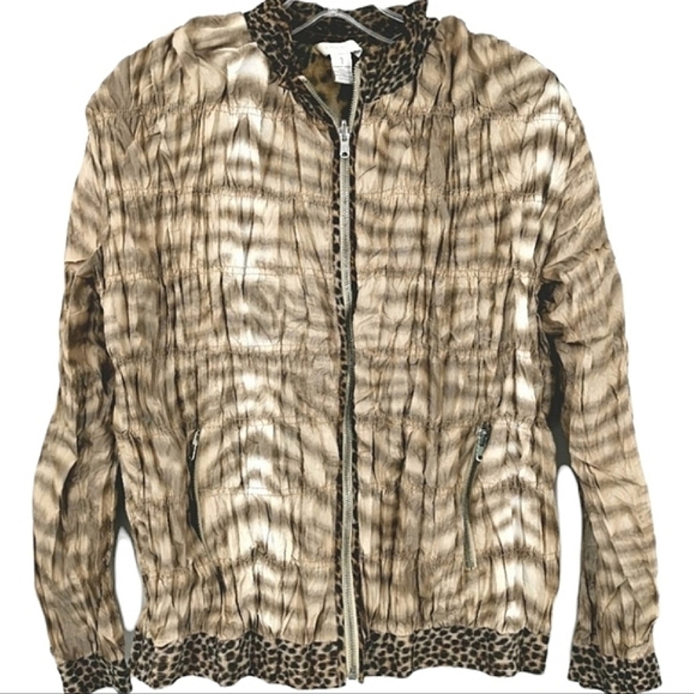 Chico's Women's M Cheetah Animal Ruffled Jacket